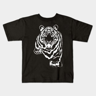 Tiger (white print) Kids T-Shirt